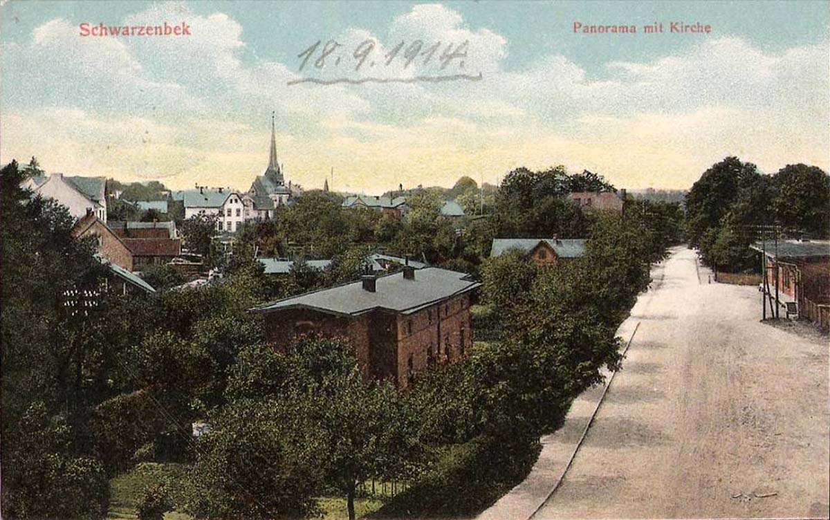 Panorama von Schwarzenbek mit Kirche, 1914
