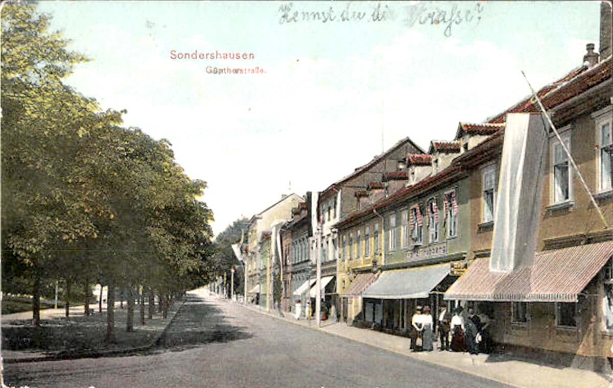 Sondershausen. Güntherstraße mit Cafe 'Frohberg'