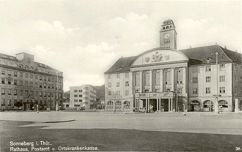 Sonneberg. Rathaus, Postamt und  Ortskrankenkasse