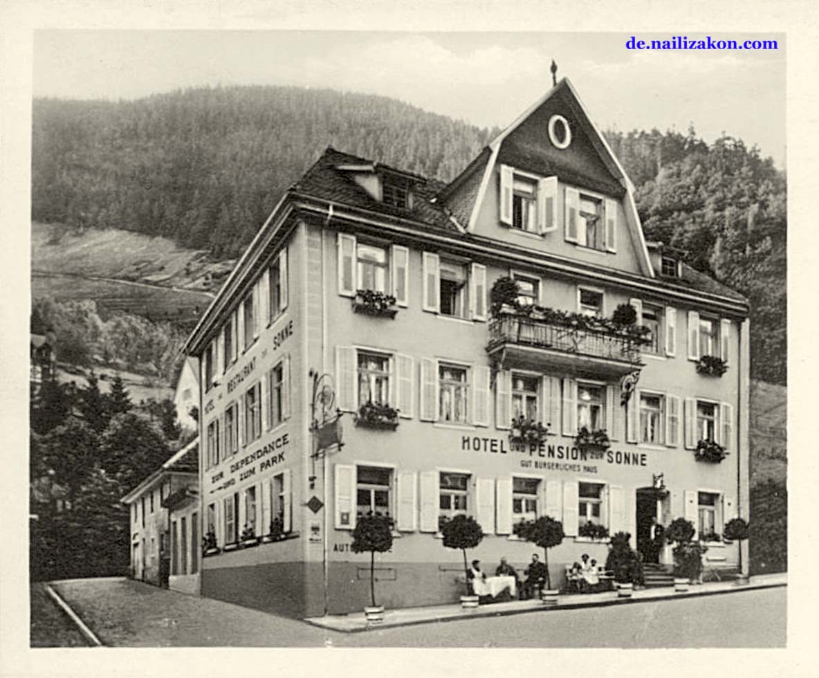Triberg im Schwarzwald. Hotel und Pension zur Sonne, um 1930