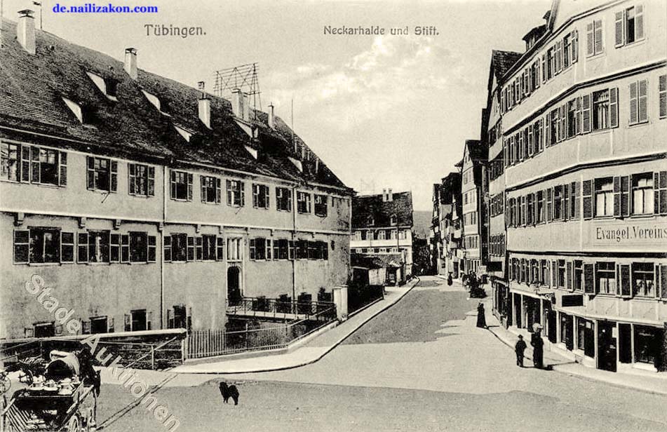 Tübingen. Neckarhalde und Stift, rechts - Evangelische Vereins
