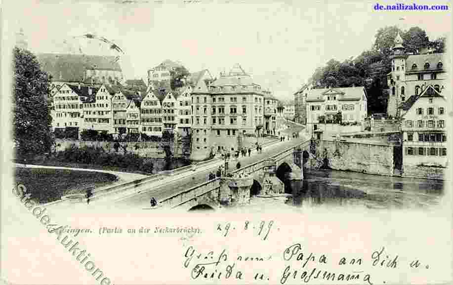 Tübingen. Panorama der Stadt und Neckarbrücke