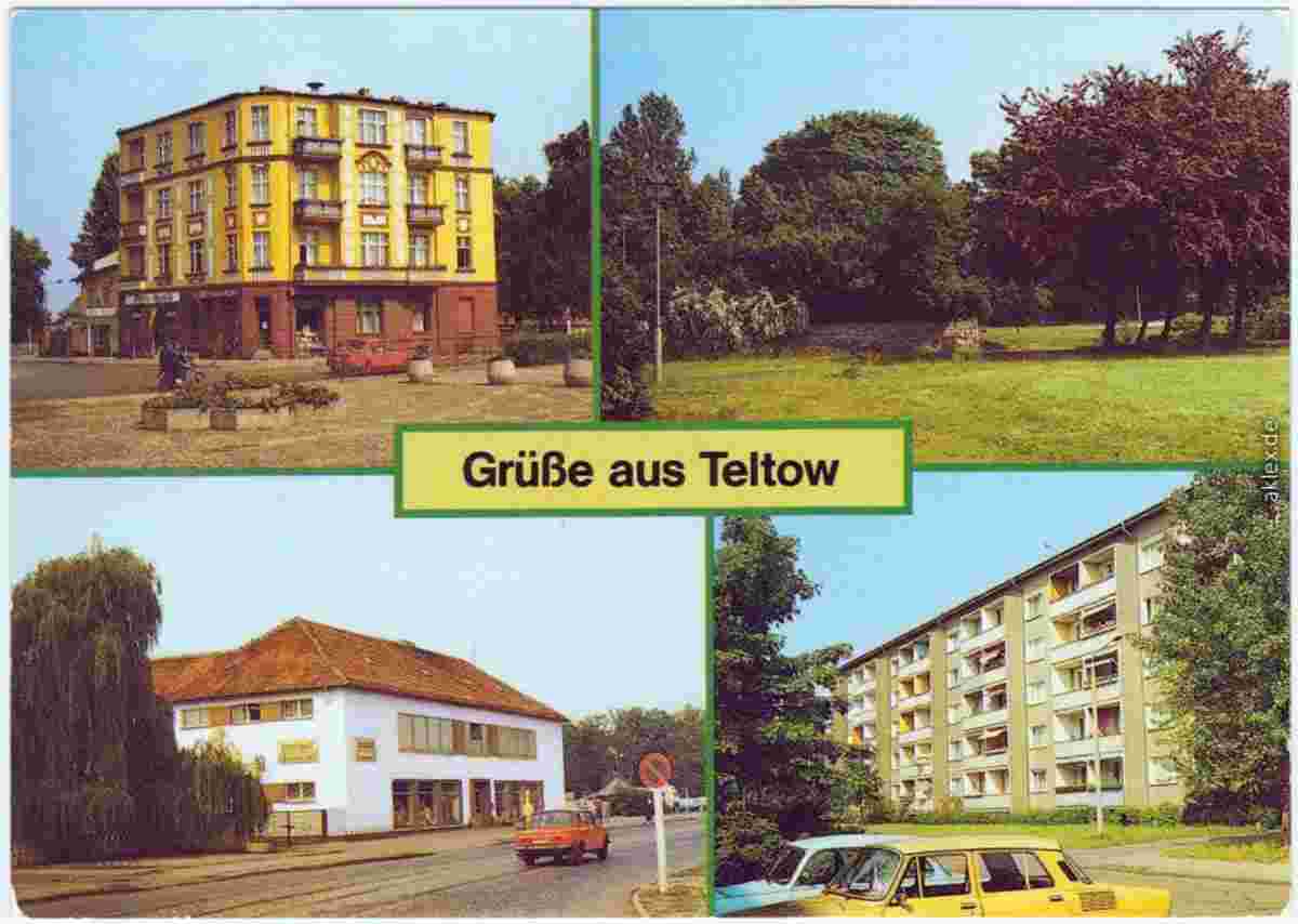 Teltow. Volksbuchhandlung in der Altstadt, Volkspark, Kontakt-Kaufhaus, Neubaugebiet, 1987