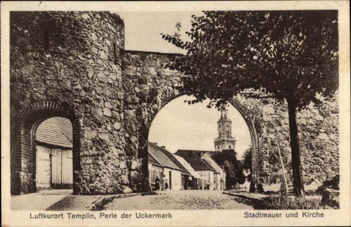 Templin. Stadtmauer und Kirche, Wohnhäuser, 1932