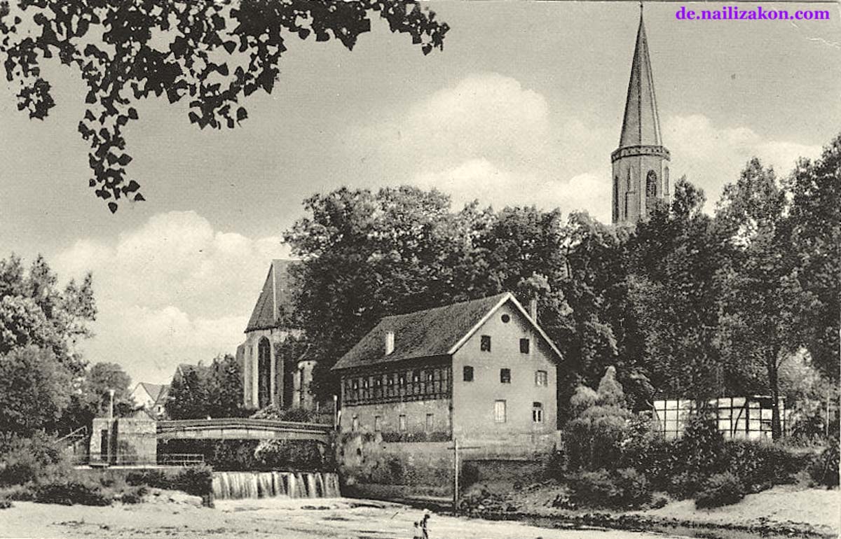 Telgte. Panorama von Brücke und Kirche