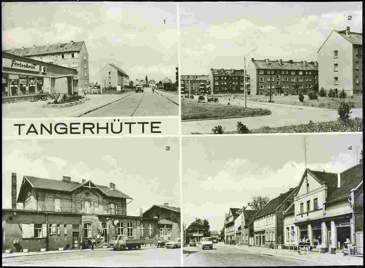 Tangerhütte. Otto-Nuschke-Straße, Albert-Schweitzer-Straße, Bahnhof, Thälmannstraße, 1977