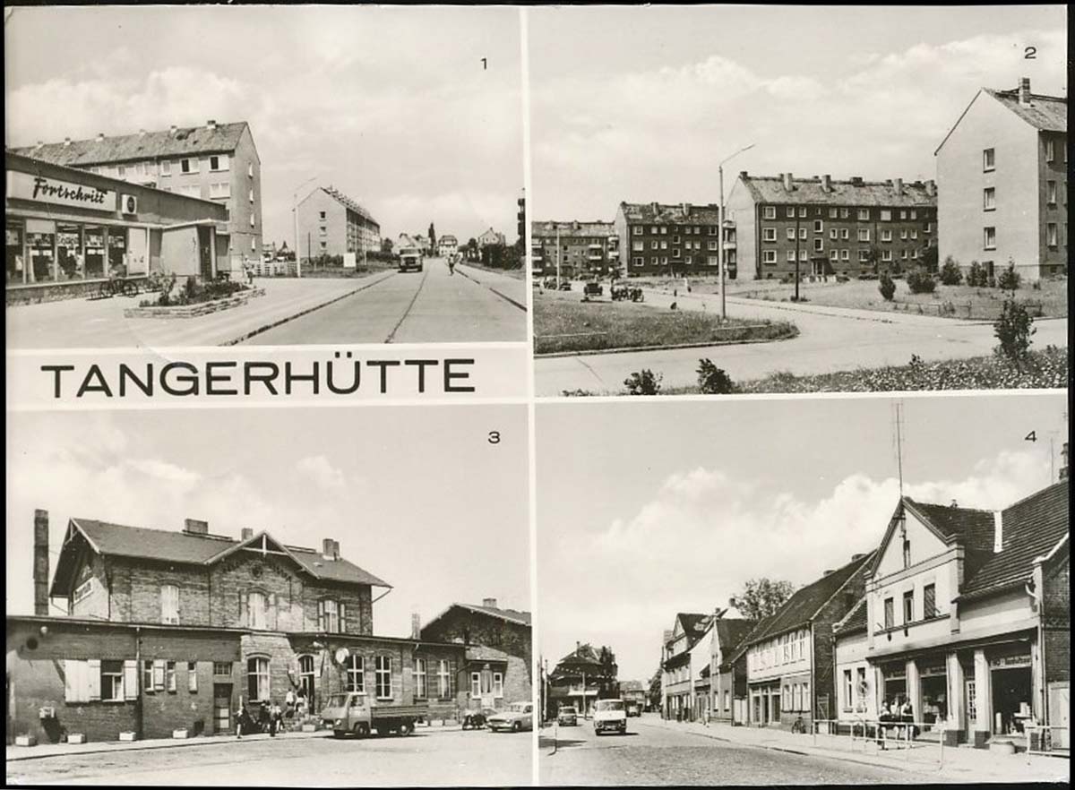 Tangerhütte. Otto-Nuschke-Straße, Albert-Schweitzer-Straße, Bahnhof, Thälmannstraße, 1977