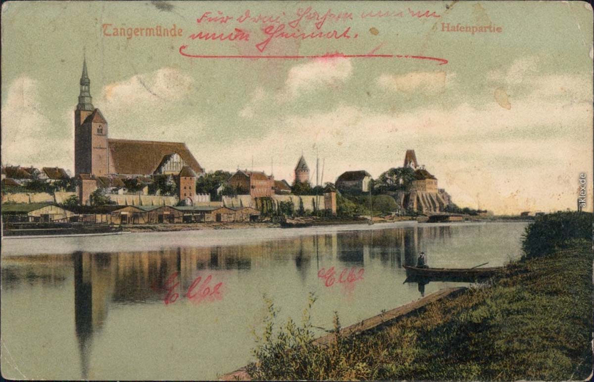 Tangermünde. Blick auf die Stadt und Hafen, 1905
