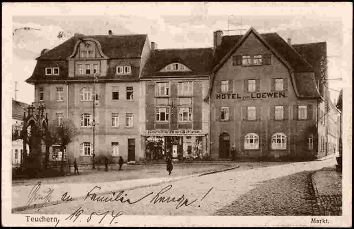 Teuchern. Hotel zum Löwen am Markt, 1914