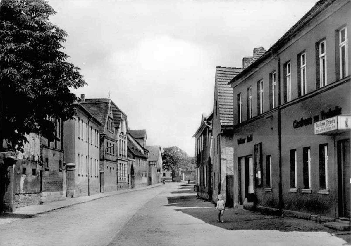 Teuchern. Trebnitz - Dorfstraße mit Gasthaus
