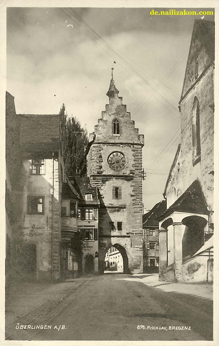 Überlingen. Franziskaner Turm mit clock, 1935