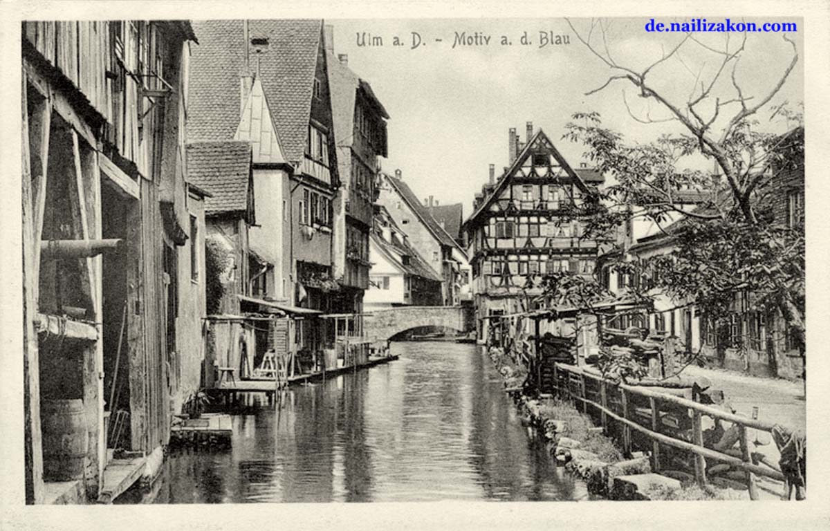 Ulm. Panorama der Stadt und Blau, 1918