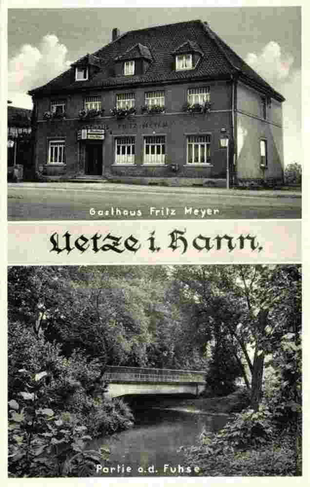 Uetze. Gasthaus 'Fritz Meyer', Brücke über Fuhse