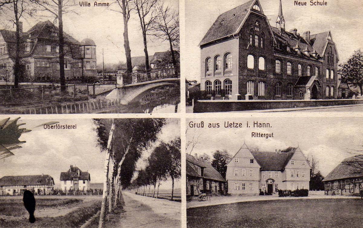 Uetze. Villa Amme, Neue Schule, Oberförsterei, Rittergut, 1911