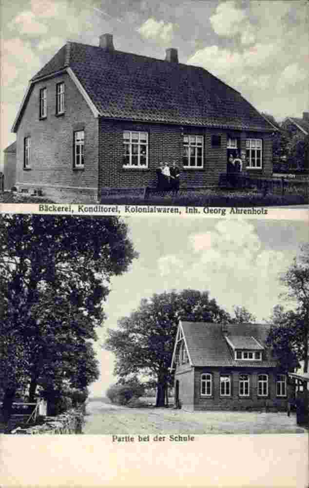 Uplengen. Ockenhausen - Bäckerei, Konditorei, Kolonialwarenhandlung, Inhaber Georg Ahrenholz, Schule