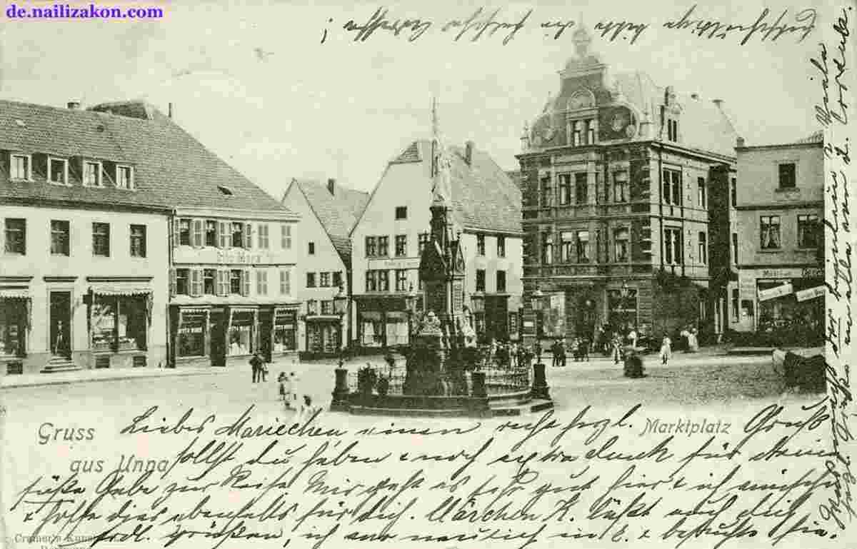 Unna. Marktplatz, um 1900