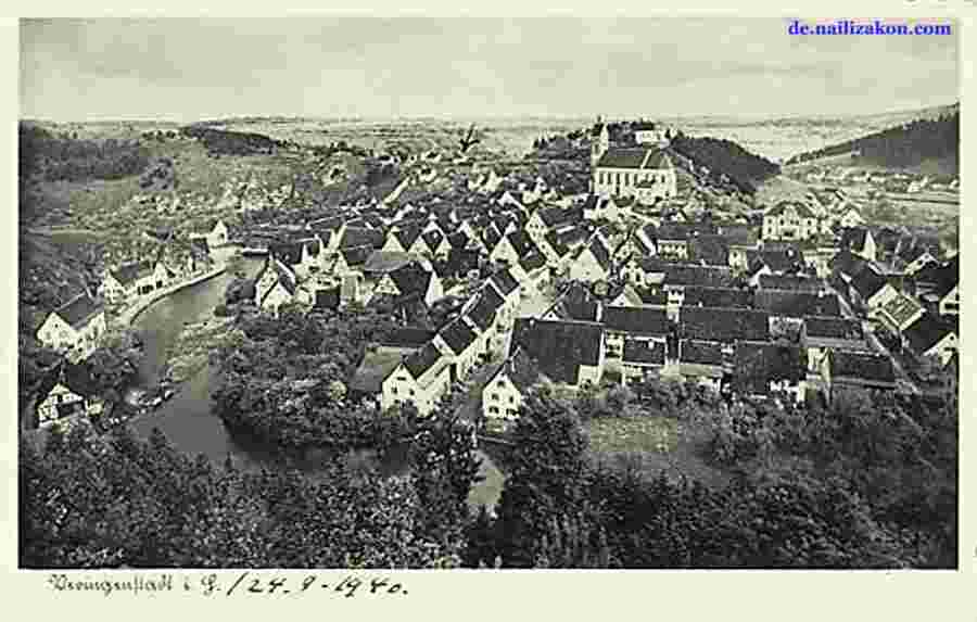 Veringenstadt. Panorama vom Hügel aus, 1940
