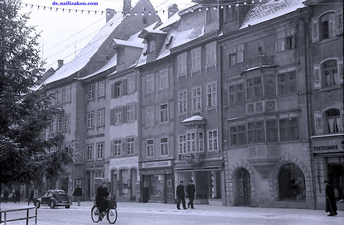 Villingen-Schwenningen. Häuser am Kreuz, 1953