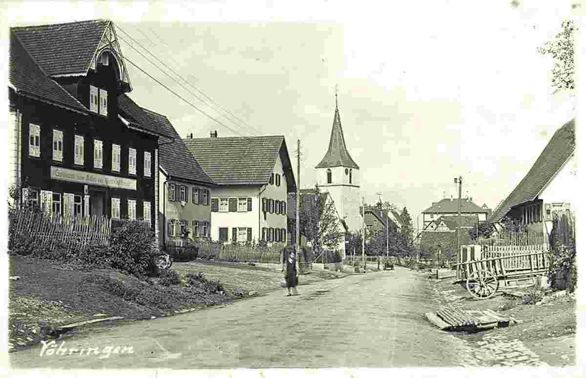 Vöhringen. Dorfstraße und Gasthaus Zum Adler, 1933
