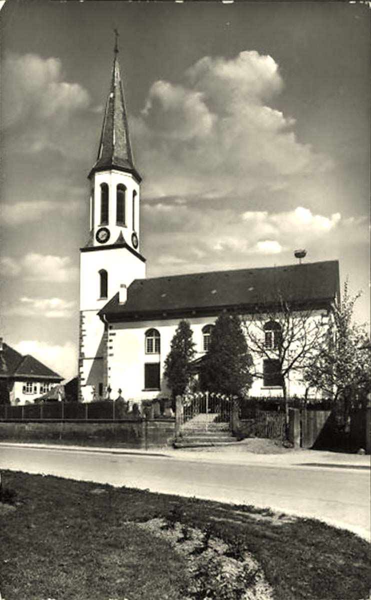 Vörstetten. Blick auf Kirche, 1975
