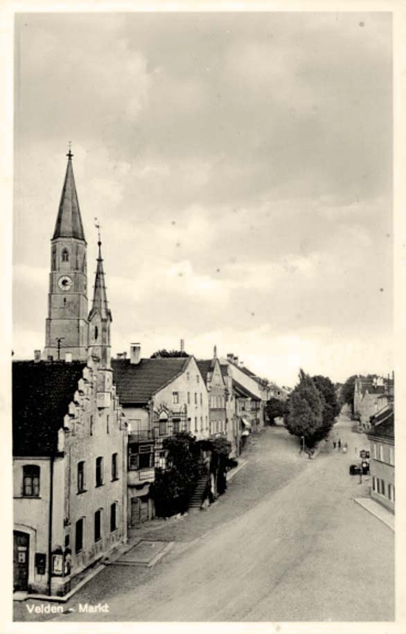 Velden (Vils). Markt mit Kirchturm, 1941