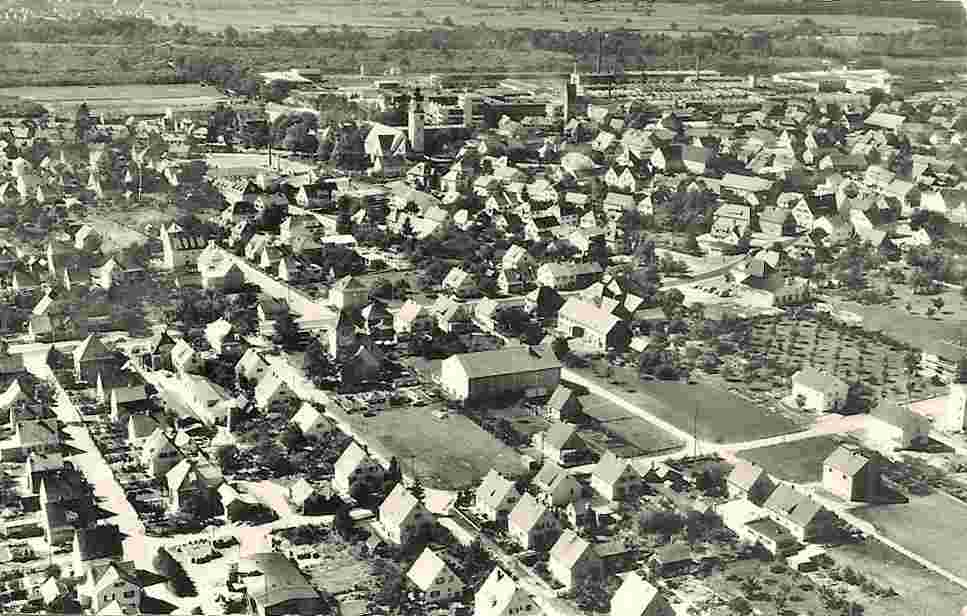 Vöhringen. Panorama der Stadt, um 1950