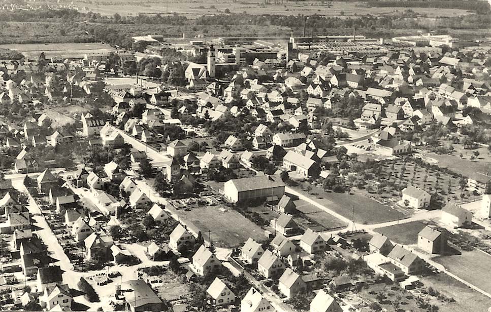 Vöhringen (Iller). Panorama der Stadt, um 1950