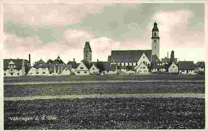 Vöhringen. Panorama der Stadt mit Kirche