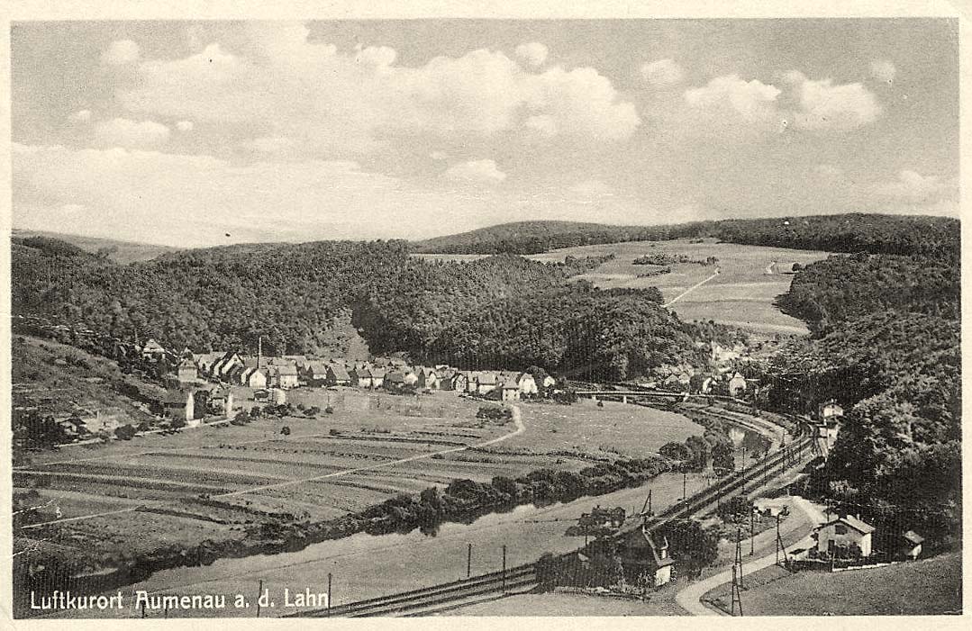 Villmar. Panorama Amenau und Eisenbahn