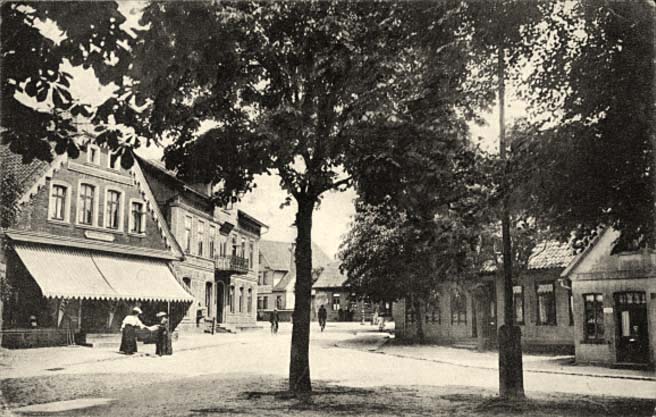 Visselhövede. Panorama die Straße, Platz und Geschäfte, 1909