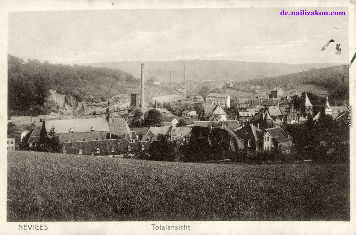 Velbert. Neviges - Panorama der Stadt und Fabrik, 1915