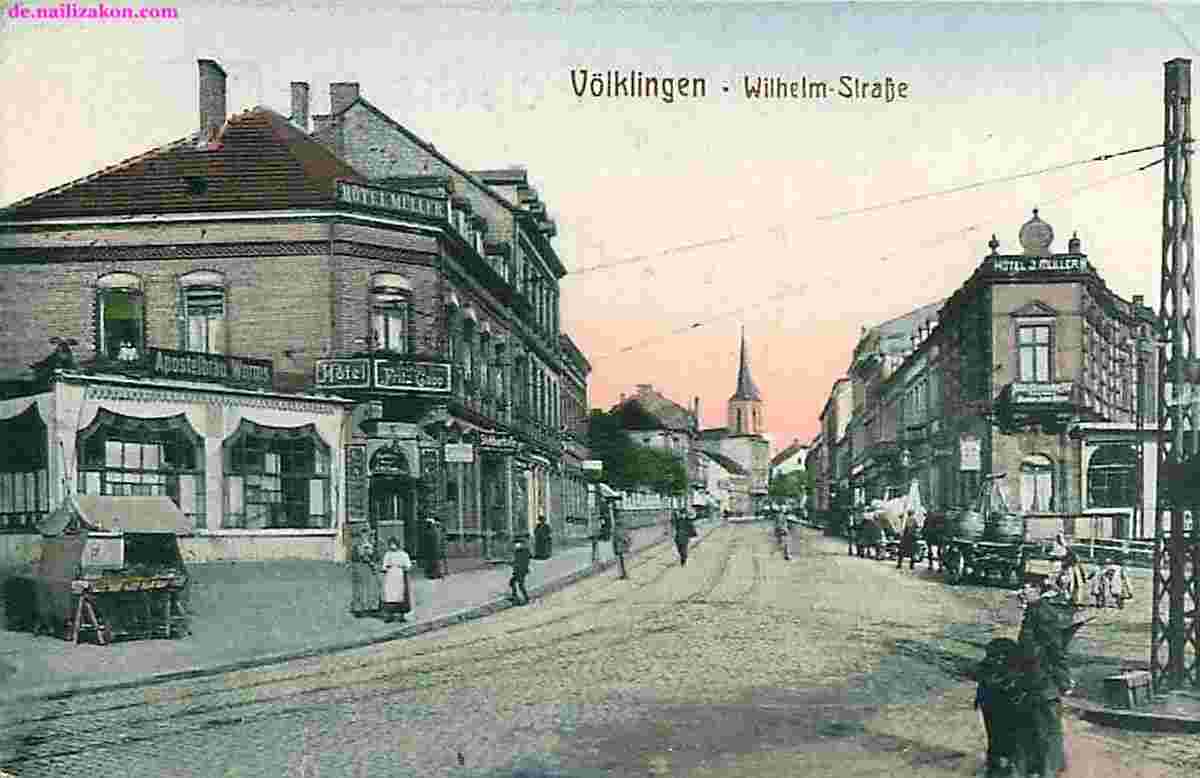 Völklingen. Wilhelmstraße, links und richt - Hotel 'Müller'