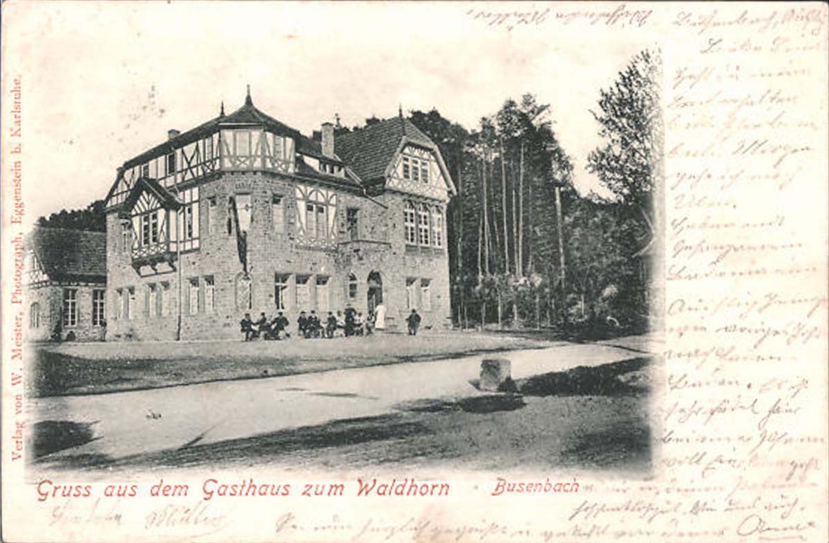 Waldbronn. Bahnhof Busenbach - Das ehemalige Gasthaus 'Waldhorn' war das erste Vereinslokal des Schachclubs