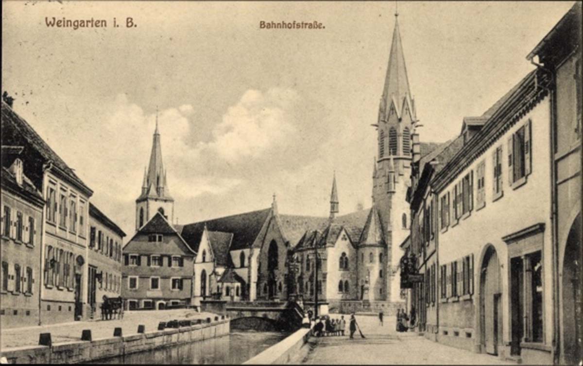 Weingarten (Karlsruhe). Bahnhofstraße, Kirche