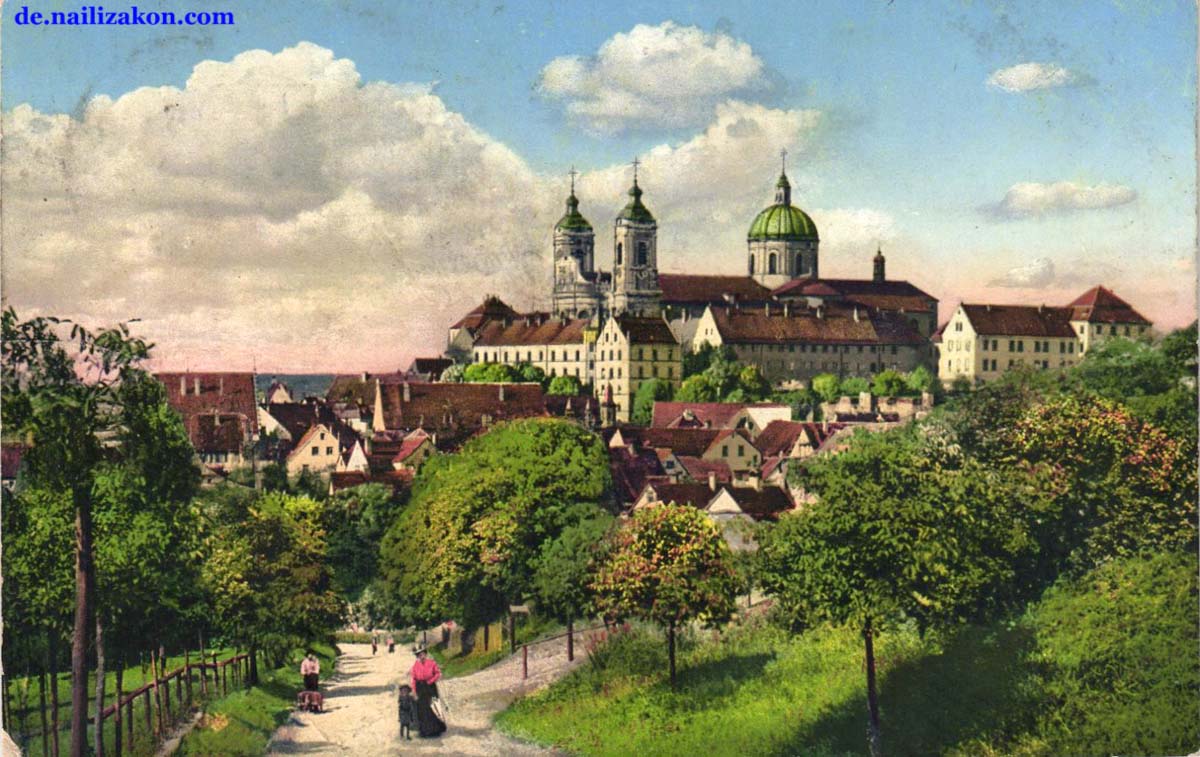 Weingarten (Lkr. Ravensburg). Blick am kloster und garten