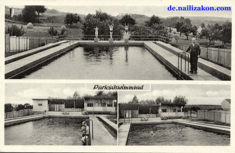 Wiesloch. Parkschwimmbad vom Hotel Schönblick, 1959