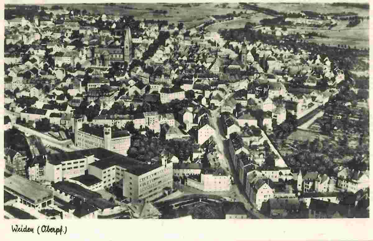 Panorama von Weiden in der Oberpfalz, 1950