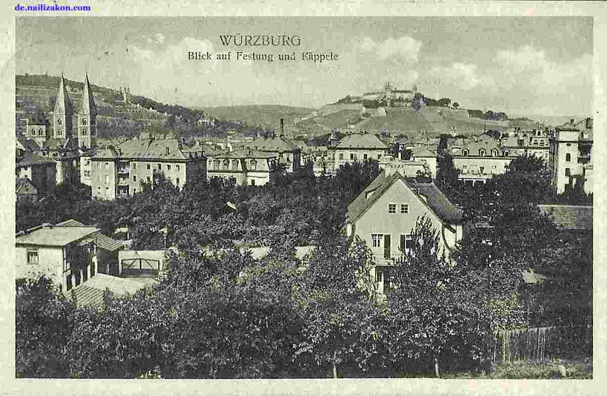 Würzburg. Blick auf Festung und Käppele, 1921
