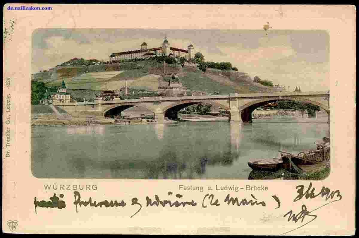 Würzburg. Festung Marienberg und Ludwig-Brücke, 1903
