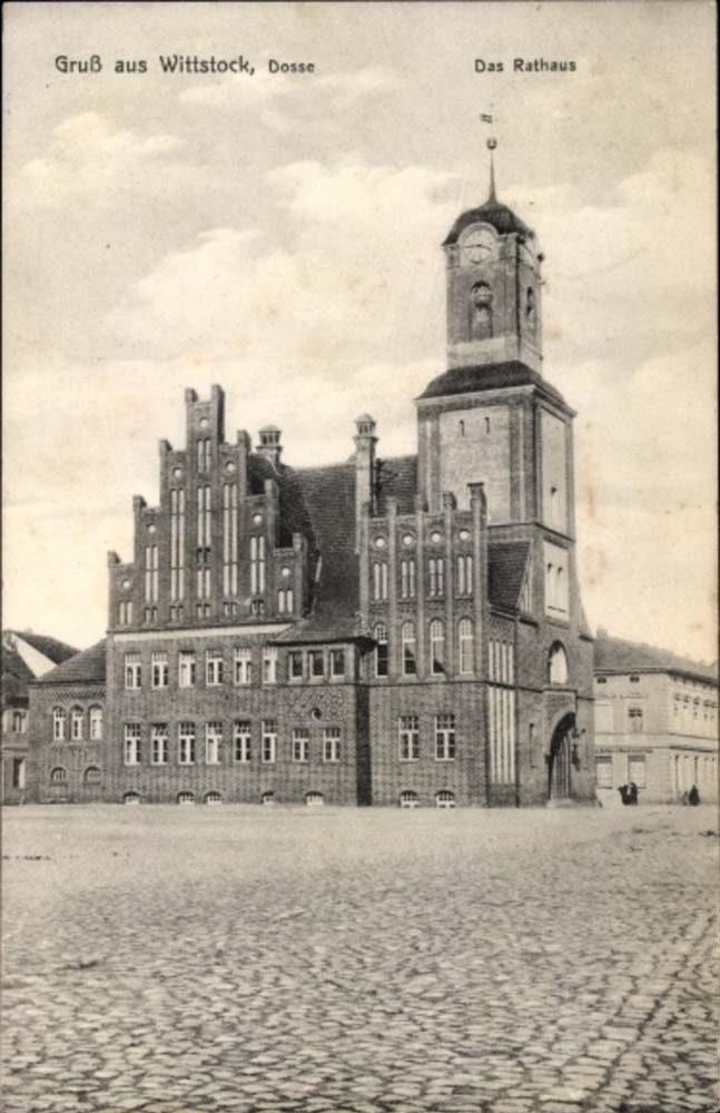 Wittstock (Dosse). Rathaus, Uhrenturm, 1910