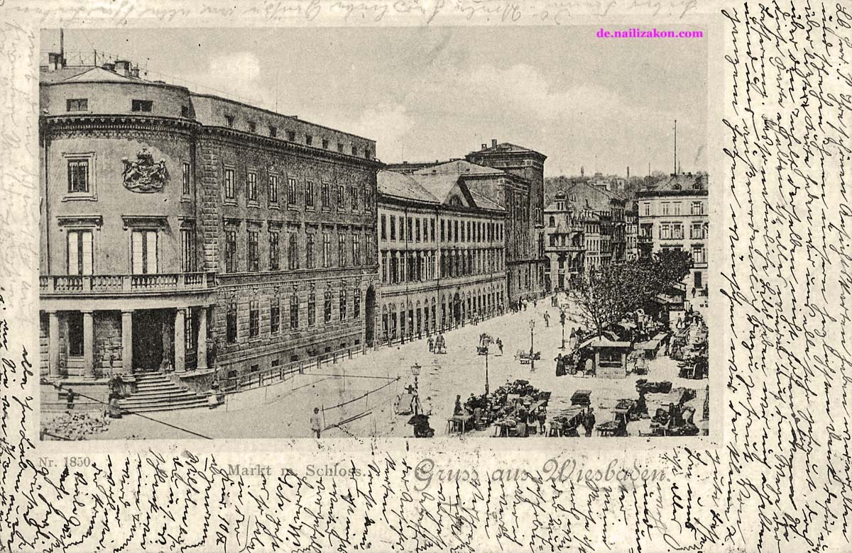 Wiesbaden. Marktplatz mit Schloß, 1899