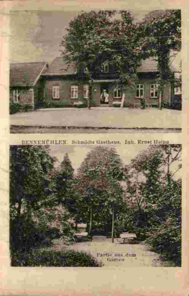 Wedemark. Bennemühlen - Schmidts Gasthaus, inhaber Ernst Heine, Garten, 1925
