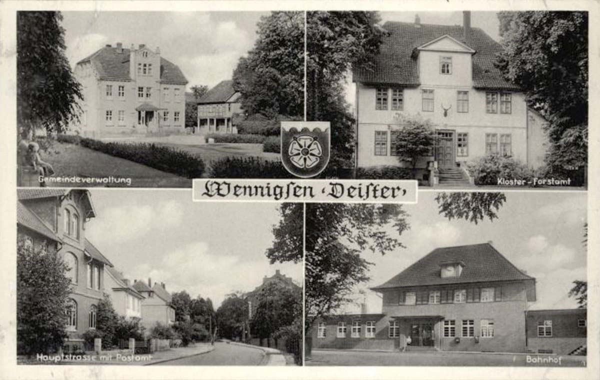 Wennigsen (Deister). Gemeindeverwaltung, Kloster-Forstamt, Hauptstraße mit Postamt, Bahnhof