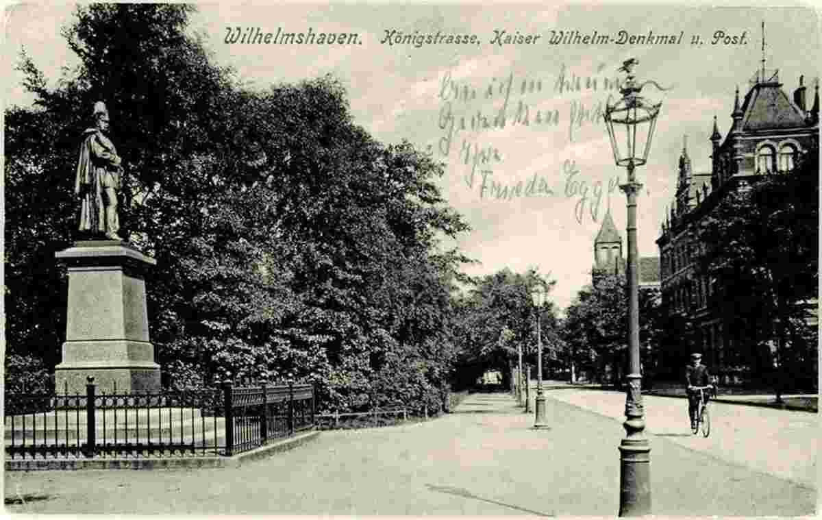 Wilhelmshaven. Königstraße, Kaiser-Wilhelm-Denkmal und Postamt