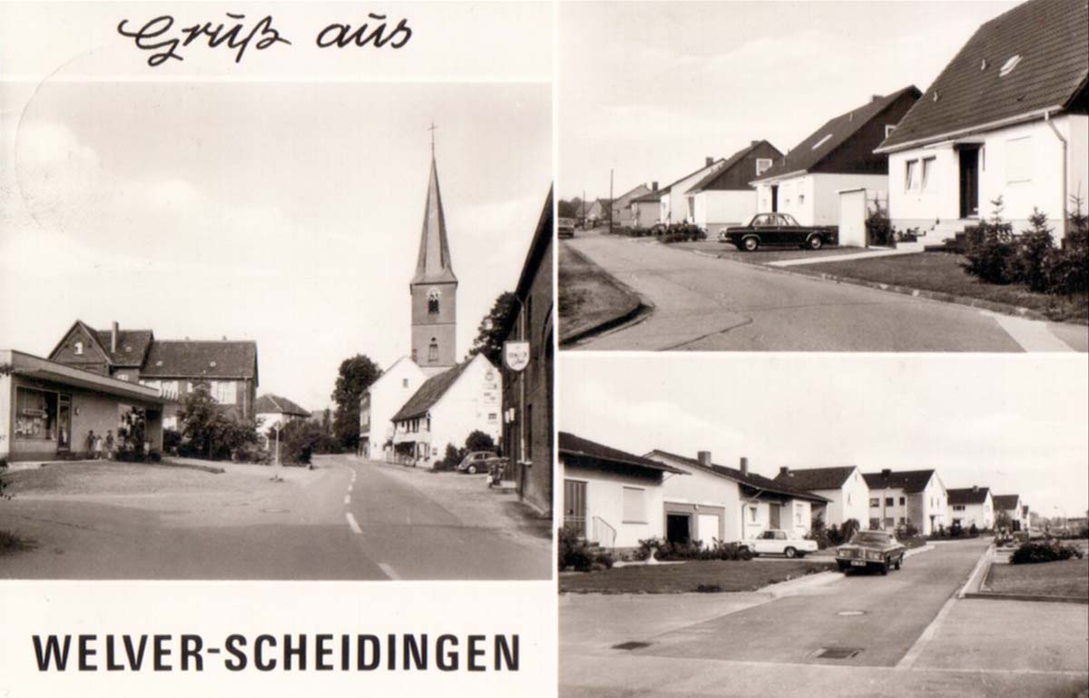 Welver. Scheidingen - Kirche, Blick auf Straßen