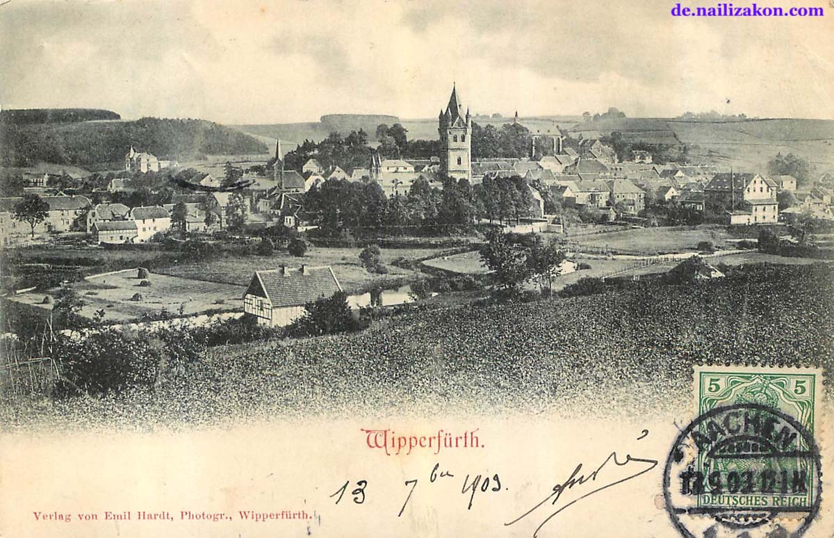 Wipperfürth. Panorama der Stadt, 1909
