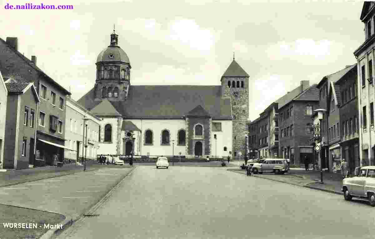 Würselen. Marktplatz mit Kirche