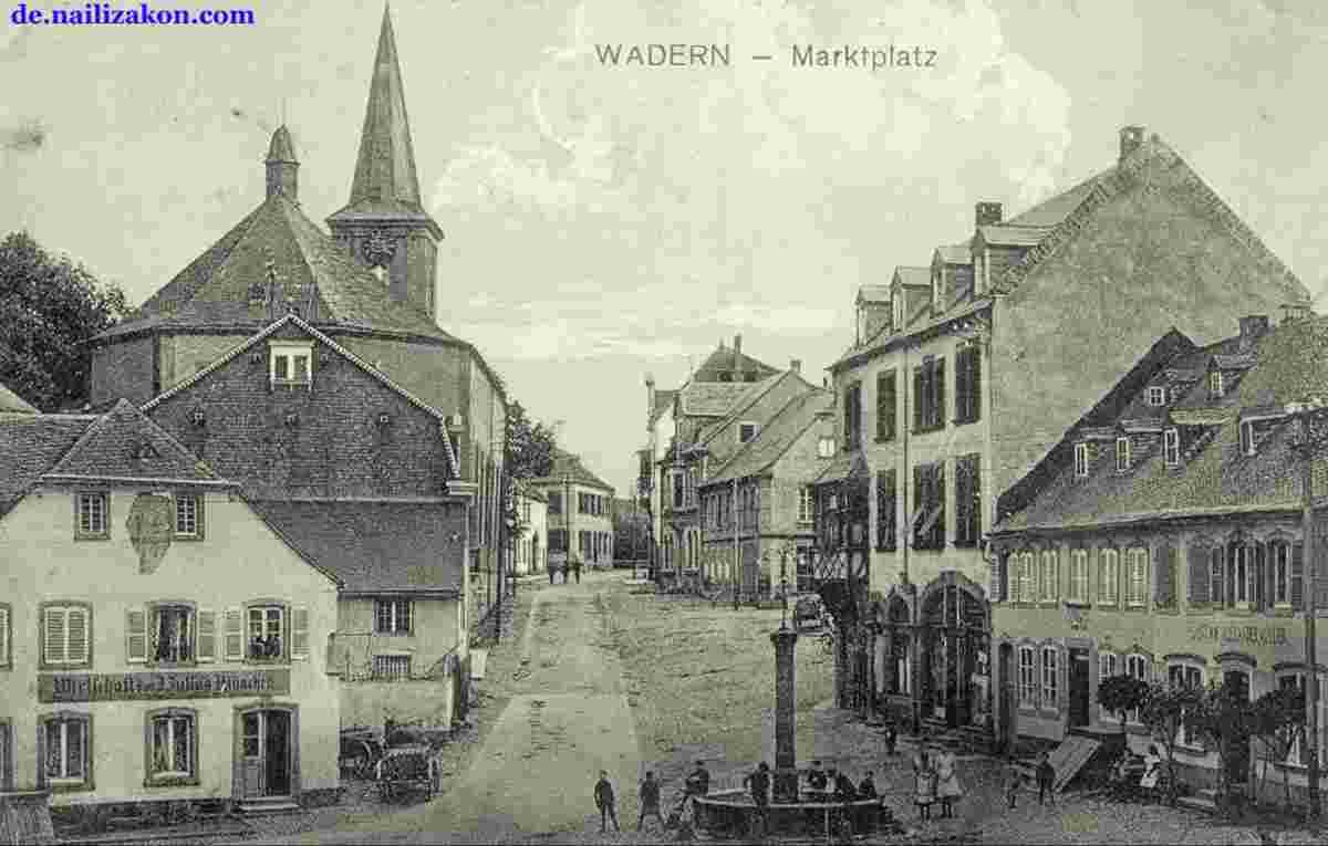 Wadern. Marktplatz mit brunnen, 1918