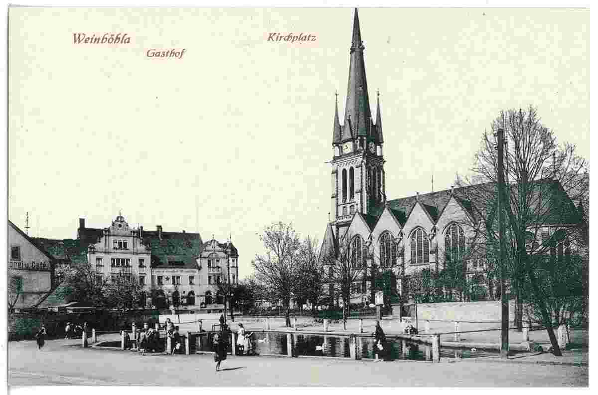 Weinböhla. Kirchplatz und Gasthof, 1917