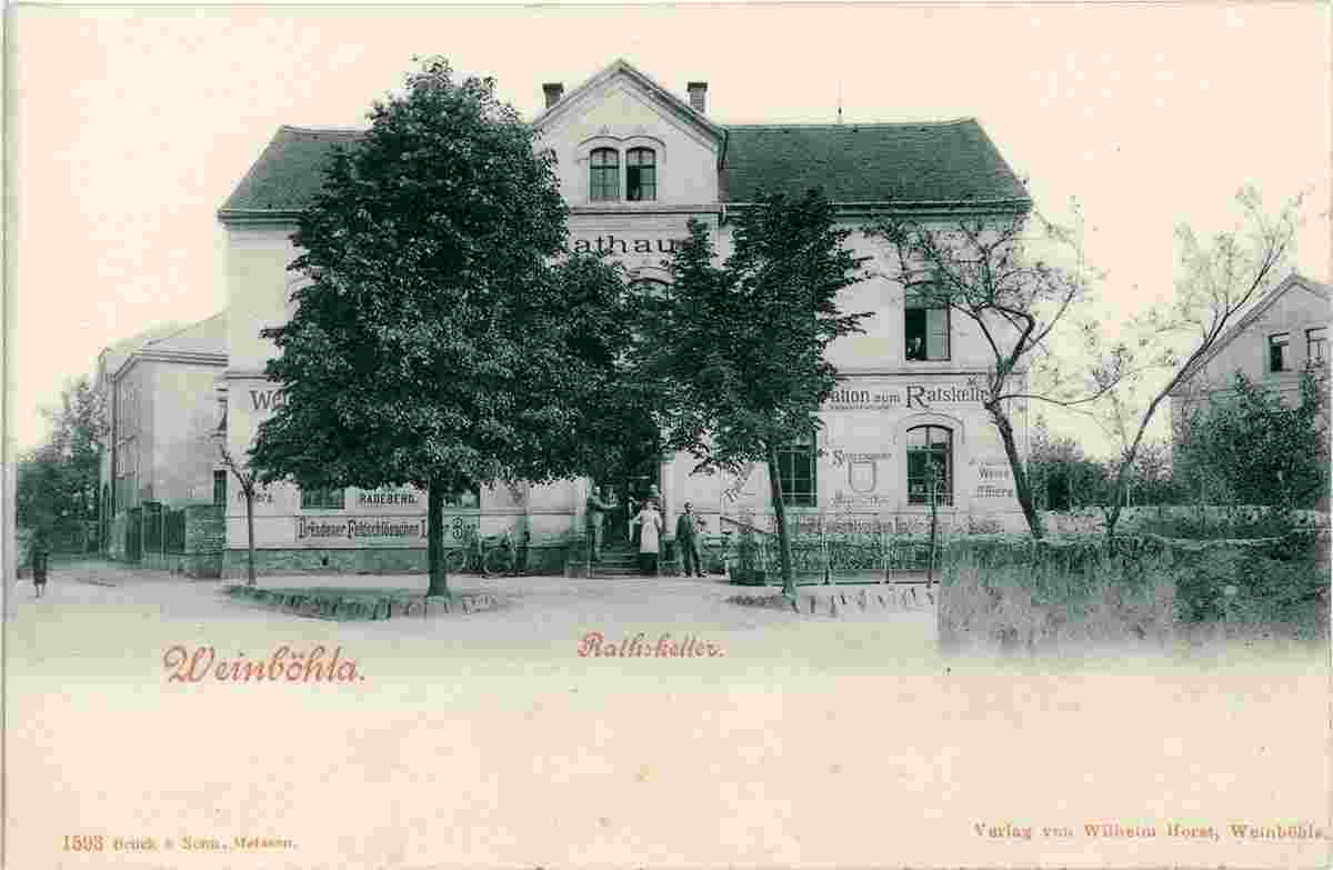 Weinböhla. Rathaus und Restauration zum Ratskeller, 1901
